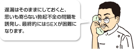 遅漏はそのままにしておくと思いも寄らない勃起不全の問題を誘発し、最終的にはSEXが困難になります。