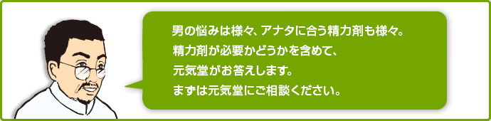 男の悩みは様々・アナタに合う精力剤も様々。